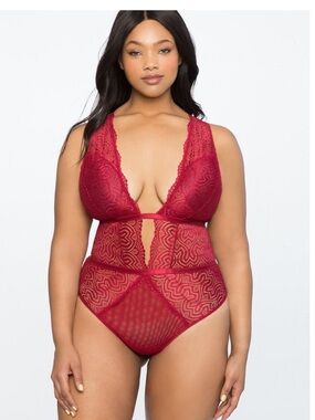 Eloquii Red Lace Lingerie Body Suit Sz 22
